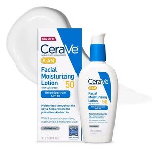 CeraVe Facial Moisturizing Lotion AM SPF 50 3 fl oz NEW Zinc Oxide Ceramides